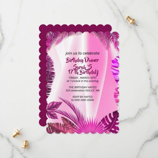 Reserve A Data Hawaii Birthday Invitation, Digital Template, , Pa (Frente/Verso In Situ)