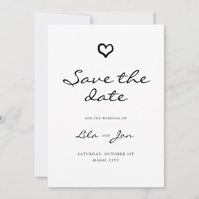 Reserve A Data Heart Personalised Wedding Save The Date Card (Frente)