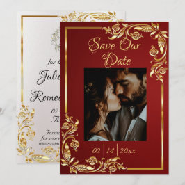 Reserve A Data Heart, Photo & Gold Frame on Ruby Red