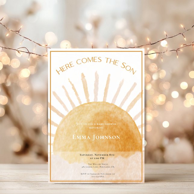 Reserve A Data Here Comes the Son Baby Shower Invitation (Criador carregado)