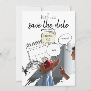 Reserve A Data História de Amor Ilustrada Moderna Minimalista Tri