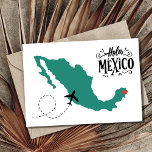 Reserve A Data Hola Mexico Foto Wedding Save the Date<br><div class="desc">O casamento salva as datas para o casal que vai se casar no México. Design do mapa bonito "Hola,  México" na frente,  personalize o lado de trás com sua foto e detalhes do casamento.</div>