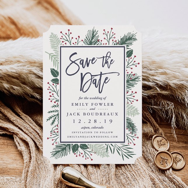 Reserve A Data Holly e Pine salvam a data (Criador carregado)