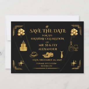 Reserve A Data HOMEM CLÁSSICO Onyx Dourado 5" x 7" 55º Aniversári