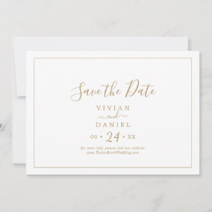 Reserve A Data Horizontal Dourada mínima