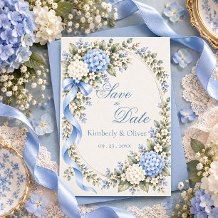 Reserve A Data Hortênsia Azul Branca Casamento Elegante