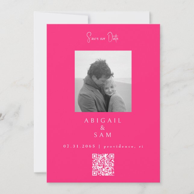 Reserve A Data Hot Pink Modern Simplicity B/W Photo  (Frente)