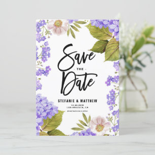 Reserve A Data Hydrangea Lavanda de Aquarela Floral