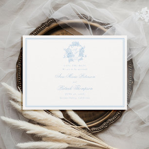 Reserve A Data Hydrangeas Formais Moldura Clássica Azul Casamento