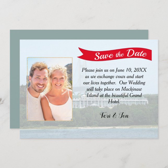 Reserve A Data Ilha Mackinaw Salve a Data (Frente/Verso)