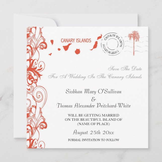 Reserve A Data Ilhas Canárias Salve A Data (Frente)