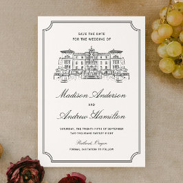 Reserve A Data Ilustração Clássica de Casamento de Fazenda