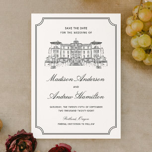 Reserve A Data Ilustração Clássica de Casamento de Fazenda