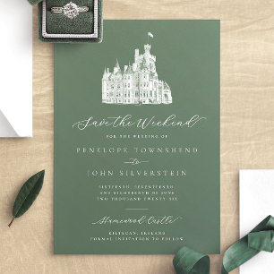 Reserve A Data Ilustração de Castelo Verde Sage para Fim de Seman