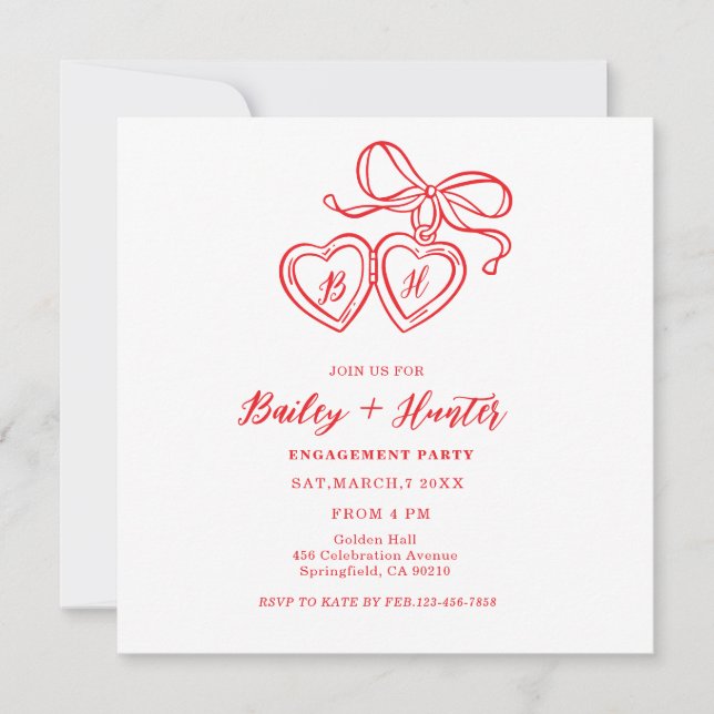 Reserve A Data Ilustração de Colar com Pingente Coração Pingente  (Frente)