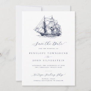 Reserve A Data Ilustração de Navio Náutico Minimalista Elegante p