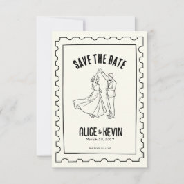 Reserve A Data Ilustração Desenhada à Mão em Marfim Casamento Min