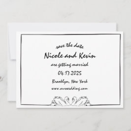 Reserve A Data Ilustração simples do Cisne manuscrito de Eterno