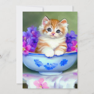 Reserve A Data Ilustração Vintage Laranja e White Kitten