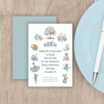 Ilustração Whimsical 12 dias de Natal