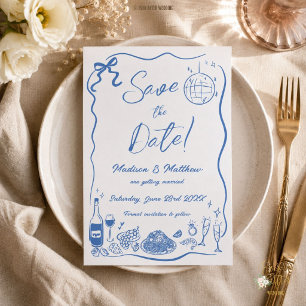 Reserve A Data Ilustrações Desenhadas à Mão Rabiscos Casamento