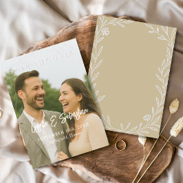 Reserve A Data Imagem Botânica Elegante - Script Romântico