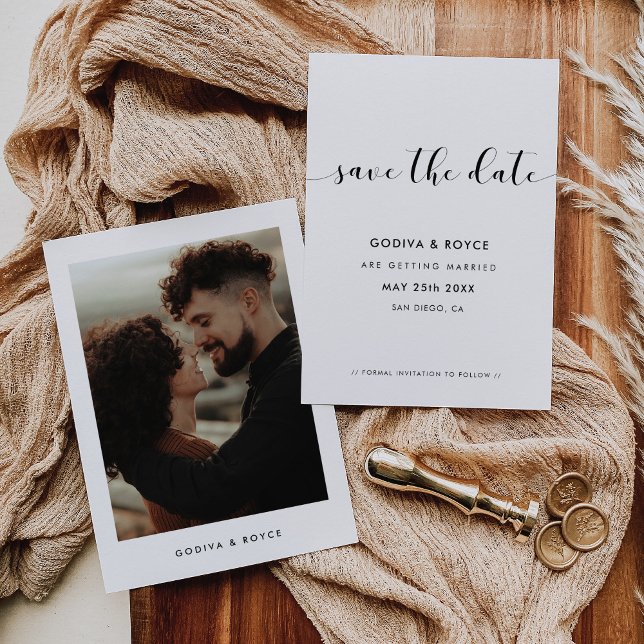 Reserve A Data Imagem branca e preto elegante (Criador carregado)