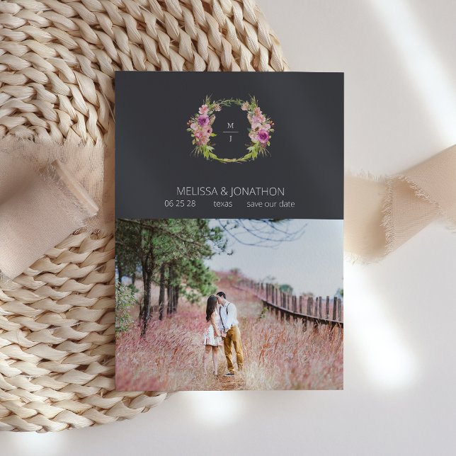 Reserve A Data Imagem de Noivado de Carvões Florais Púrpura e Dus (Criador carregado)