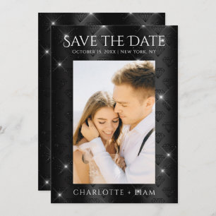 Reserve A Data Imagem do Diamante da Lente Negra Elegante Salva A