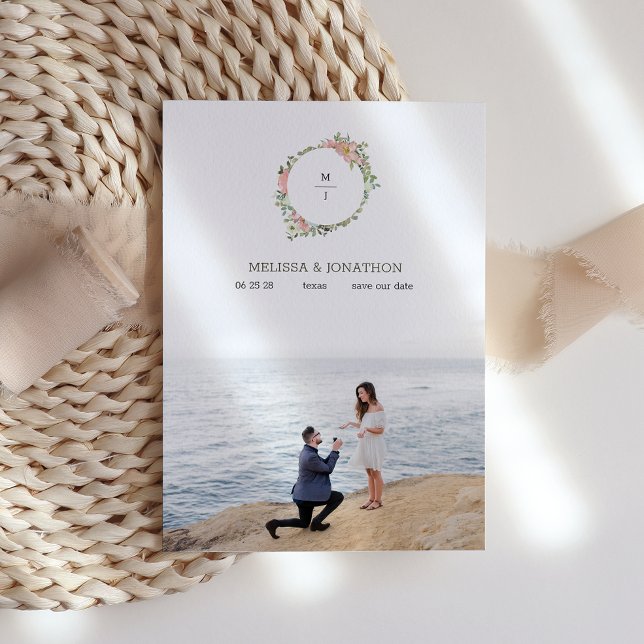 Reserve A Data Imagem Floral de Eggshell e Blush Salva a Data (Criador carregado)