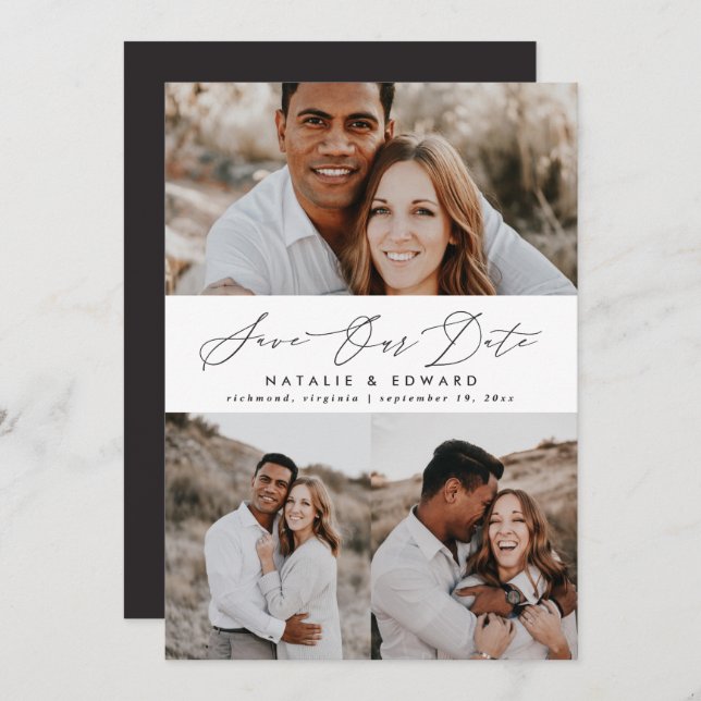 Reserve A Data Imagem multifotografia moderna de casamento (Frente/Verso)