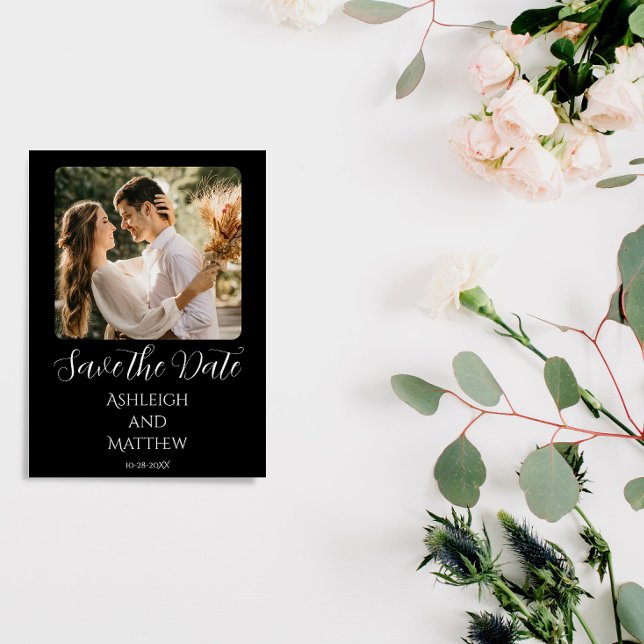 Reserve A Data Imagem Preta e Branca Elegante (Criador carregado)