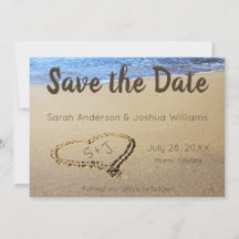 Iniciais do Coração de Areia de Casamento de Praia