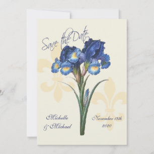 Reserve A Data Íris Azul Fleur de Lis Save the Date