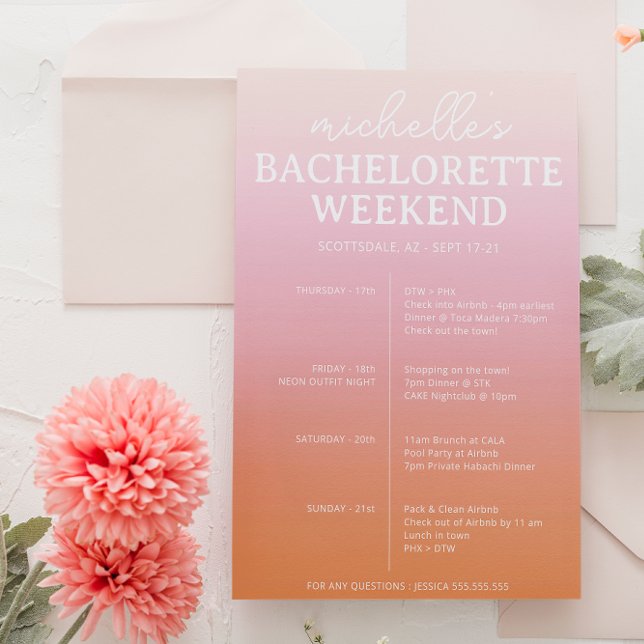 Reserve A Data Itinerário da Agenda de Bachelorette com Gradiente (Criador carregado)