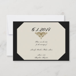 Reserve A Data Ivory Black and Dourado Casamento tema damasco Sav