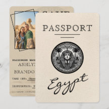 Ivory Egypt Passport Wedding Save the Date