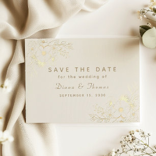Reserve A Data Ivory Gold Floral Casamento Salve a Data