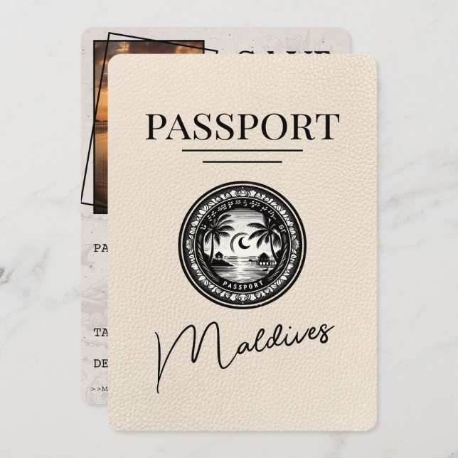 Reserve A Data Ivory Maldives Passaporte Salvar Data (Frente/Verso)