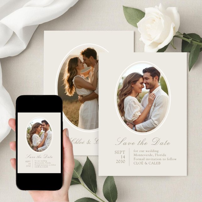 Reserve A Data Ivory & Sand | Casal Chic Script Casamento (Criador carregado)