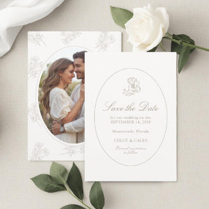 Reserve A Data Ivory & Sand Casal Floral Chic Roteiro de Casame