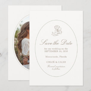 Reserve A Data Ivory & Sand Casamento de Script Chic Couple