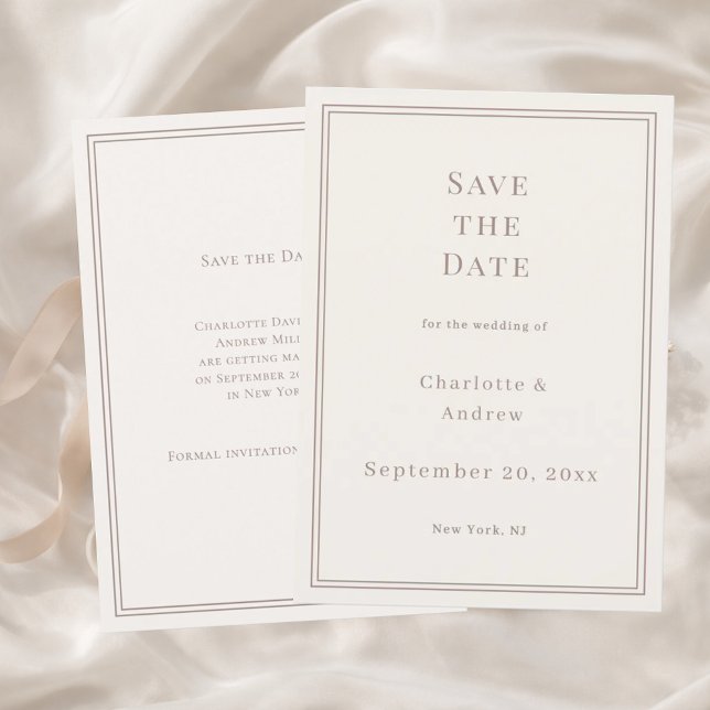Reserve A Data Ivory taupe modern simple luxury wedding (Criador carregado)