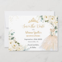 Ivory White Floral Champanhe Vestido Quinceañera X