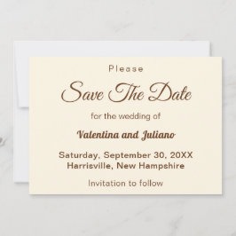 Reserve A Data Ivory With Brown Text Wedding Save The Date