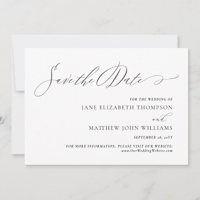 Reserve A Data Jane Elegant Script Save the Date Wedding (Frente)