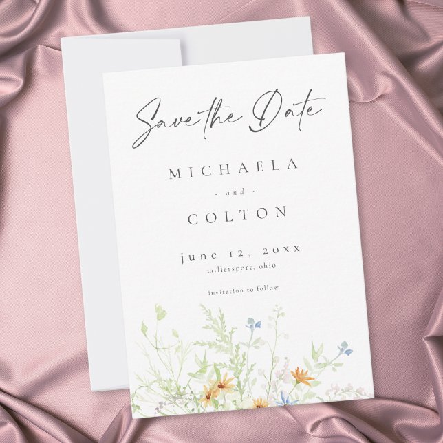 Reserve A Data Jardim de Flores Silvestres Casamento Floral Rústi (Wildflower Garden Rustic Floral Wedding Save The Date)
