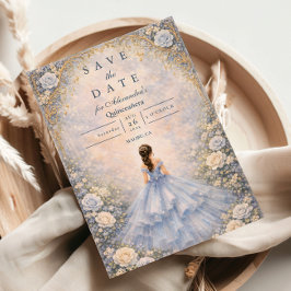 Reserve A Data Jardim de Rosas Azul Pó Quinceañera