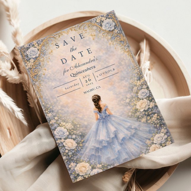 Reserve A Data Jardim de Rosas Azul Pó Quinceañera (Criador carregado)