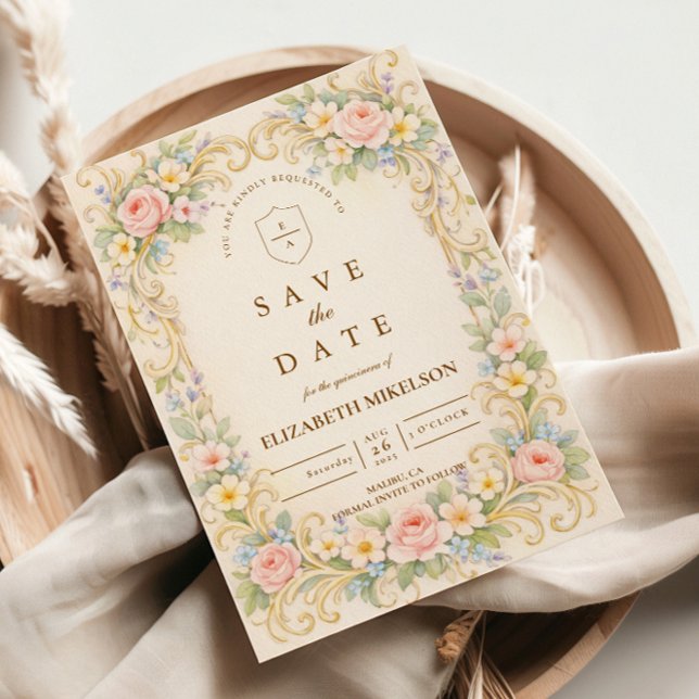 Reserve A Data Jardim Pastel Barroco Quinceañera (Criador carregado)